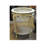 A Louis XVI style painted table vitrine, with gilt gesso floral swags,