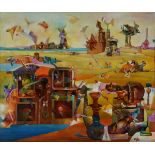 Attiya Hussein, desert shapes, oil on canvas,
