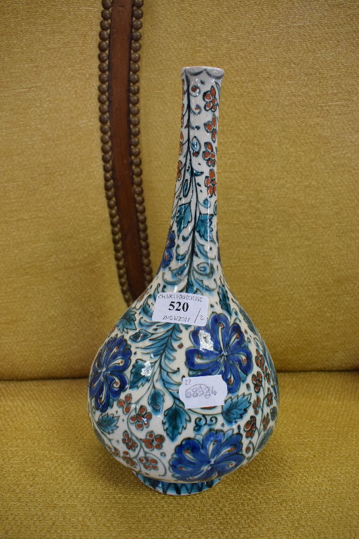 A Delft vase, with Iznik style decoration, 30 cm high, and a Delft bulb vase, 14. - Image 2 of 10