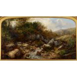 John Brandon Smith, a river landscape, oil on canvas, signed and dated 1869, in an arched frame,