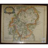 A Robert Morden hand coloured map, Westmorland, a linen back map, and Arnold Jarvis, Old Red Gums,