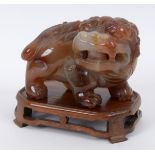A Chinese carved hardstone figure, of a Dog of Fo, 9.