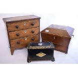 A mahogany table top chest, of three long drawers, 30.