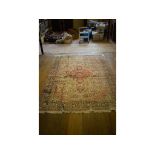 A silk rug, 274 x 185 cm Condition report Report by GH Various stains.