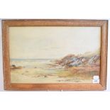 Albert Pollitt, a rocky shoreline with figures, watercolour, signed, 29 x 47 cm,