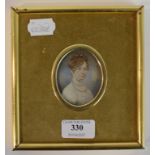 An oval bust portrait miniature, of a la