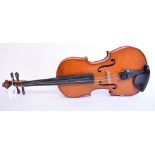 A violin, with a 13 inch two piece back,