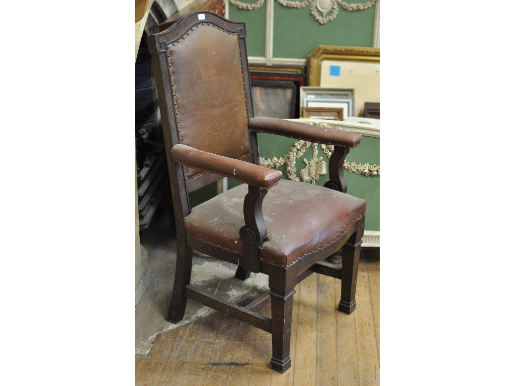 A large oak armchair, with a Jesty, Yeov