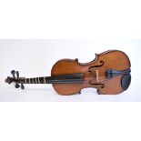 A violin, with a 14 inch two piece back