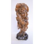 A Chinese root carving, of a sage, 29 cm