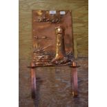 A copper two light wall sconce, the back