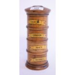 A treen spice tower, 19.5 cm high