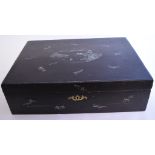 A Japanese lacquer box, with mother of p
