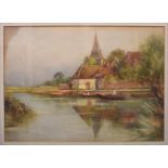 Robert Malcolm Lloyd, river scene with b