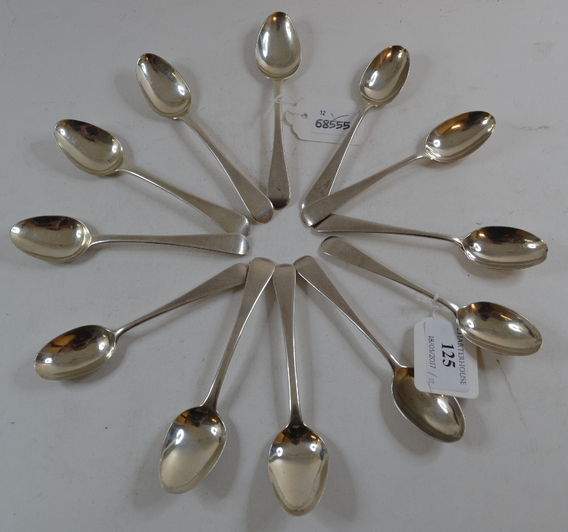 A set of six George III silver Old English pattern teaspoons, William Eley & William Fearn,