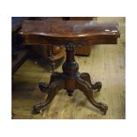 A Victorian burr walnut card table, on a