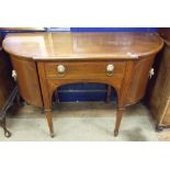 A George III style inlaid mahogany sideboard, on tapering square legs,