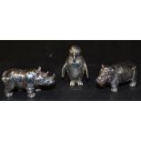 A silver coloured metal hippopotamus, 2