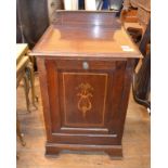 An Edwardian inlaid mahogany coal purdon