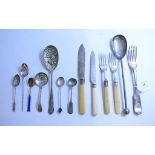 Assorted silver plated flatware and item