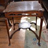 An Edwardian inlaid walnut two tier occa