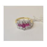 A 9ct gold ruby and diamond ring, approx