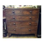 A 19th century mahogany chest, of five d