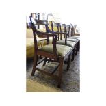 A set of six 19th century inlaid mahogany dining chairs,