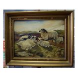 English school, a flock of sheep, oil on board, 22 x 29.