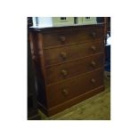 A mahogany chest, of two short and three long drawers,