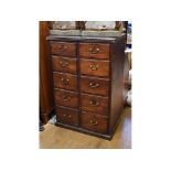 A chest, of ten short drawers, 84 cm wide Condition report 126 cm high 52.