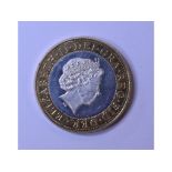 A Queen Elizabeth II mis-strike Britannia £2 coin,