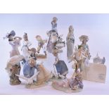 A Lladro figure, Paris in Bloom, 6280, 29 cm high, two Lladro Society display plaques,