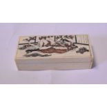 A bone box, decorated an Asian erotic scene,