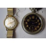 A gentleman's 9ct gold Rotary Automatic wristwatch, a military pocket watch,