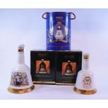 A Bell's whisky Christmas decanter, 1993, another 1994, and three other similar, Princess Eugenie,