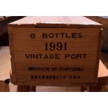 Six bottles of Dow's vintage port, 1991,