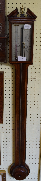 A George III style inlaid mahogany stick barometer, with a silvered dial, - Image 2 of 2