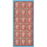 A block of 18 mint penny red stamps See illustration Condition report On a Stanley