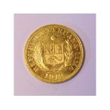 EXTRA LOT: A Peruvian gold coin,