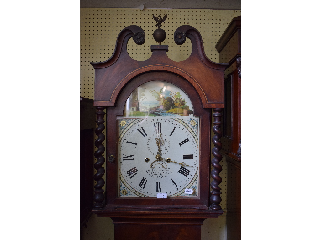 A longcase clock, the 32 cm arched square painted dial signed R Summerhayes Taunton, - Image 2 of 2