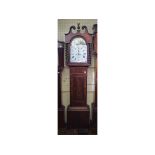 A longcase clock, the 32 cm arched square painted dial signed R Summerhayes Taunton,