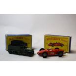 A Matchbox/Lesney series army half tonne track Mk III, 49, another Ferrari racing car, 73,