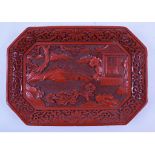 A cinnabar lacquer tray, decorated a landscape, 24.