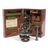A 19th century W Cary of London theodolite, in a fitted mahogany Admiralty case,