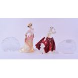 A Royal Doulton figure, The Open Road, HN4161, other figures, a Mats Jonasson paperweight, another,