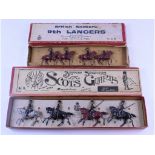 A W Britain set of British Soldiers Scots Guards, No 75, boxed, another similar box,