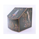 A toleware style painted metal box,