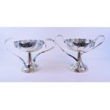 A pair of WMF electroplated two handled tazzas, with pierced and enamel decoration,