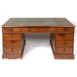 A partner's mahogany pedestal desk,